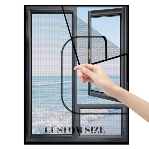 Mosquitera Personalizada a Medida para Ventanas, Malla Autoadhesiva con Cremallera Resistente a Desgarros, Protector Antirrayos para Aislar Gatos, Pájaros y Evitar Mosquitos
