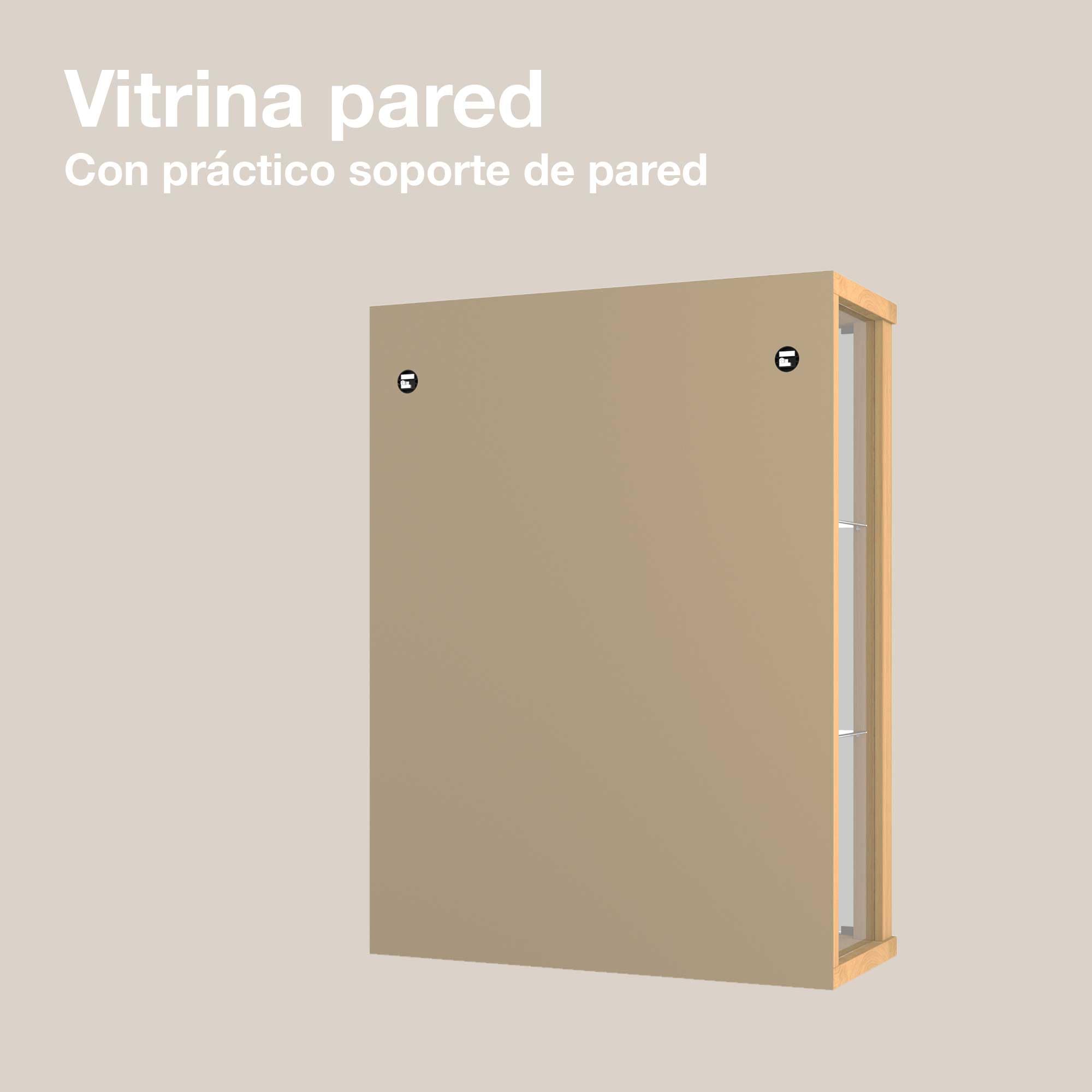 Vitrina de Cristal en Roble de Sonoma (80x60x25 cm) con 2 estantes de Cristal Ajustables en Altura, Espejo y LED - Vitrina para maquetas de Coches (Haya, 80x60x25 cm)