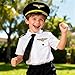 Davsolly Airline Pilot Costume for Kids Airline Captain Uniform for Halloween Career Day Dress Up Birthday Gifts
