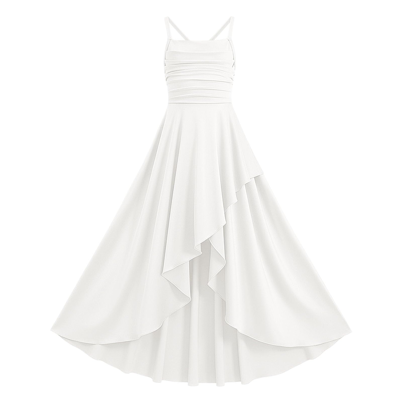 Generisch Mädchen Partykleid mit gestuftem Rüschenrock trägerlosem gekreuztem Oberteil für Festliche Anlässe Geburtstagsfeiern sommerliche Tüllschichten Elegante Kindermode