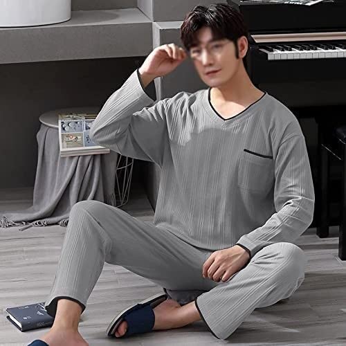 Pigiami Pigiama da Uomo Taglie Forti Set da Notte in Cotone da Notte Tuta  da Notte Casual a Maniche Lunghe da Uomo Homewear (Color : A, Size : 4XL  Code) : Amazon.it: Moda