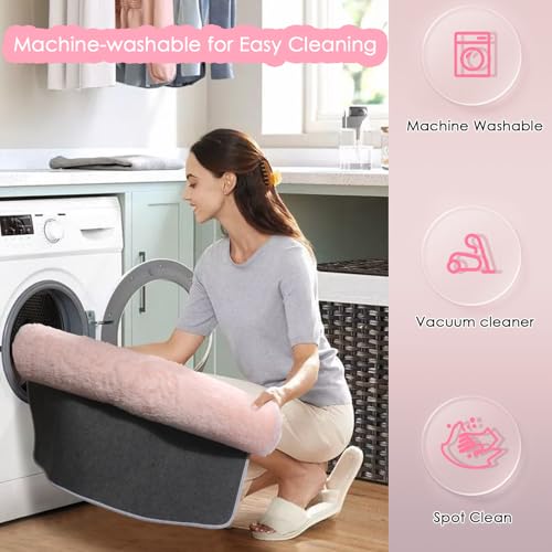 Amdrebio Pink 2x3 Small Area Rugs for Girls Bedroom, Mini Fluffy Shaggy Throw Rug for Kids Room Decor, Cute Shag Fuzzy Carpet for Living Room Door Entryway Baby Nursery Preppy Dorm Playroom, Washable