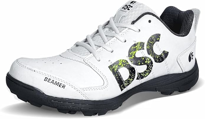 DSC Beamer Cricket Shoes | Grey/White | For Kids | Light Weight | Durable | 1 UK, 2 US, 35 EU