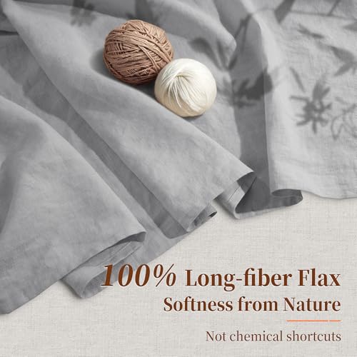 Image of 100% Pure Linen Sheet Set for Hot Sleepers, Breathable Natural Linen Sheets 4pcs, Bedding Set Deep Pocket Up to 16 inch Moisture-Wicking, Softens with Every Wash (Gray King)