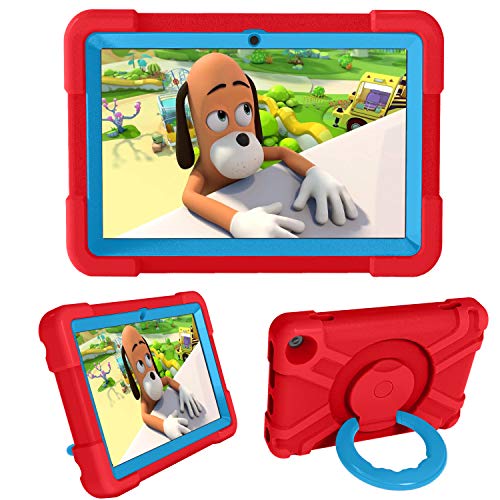 Fire HD8 2020 キッズタブレットケース - 2層耐衝撃ハンドル回転スタンド フルボディ保護ケース