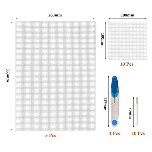 BUYGOO 38Pcs Mesh Plastic Canvas Sheets Kit Including 15 Pieces Clear Plastic Canvas, 12 Color Acrylic Yarn and Embroidery Tools for Embroidery Plastic Canvas Craft - Thumbnail 3