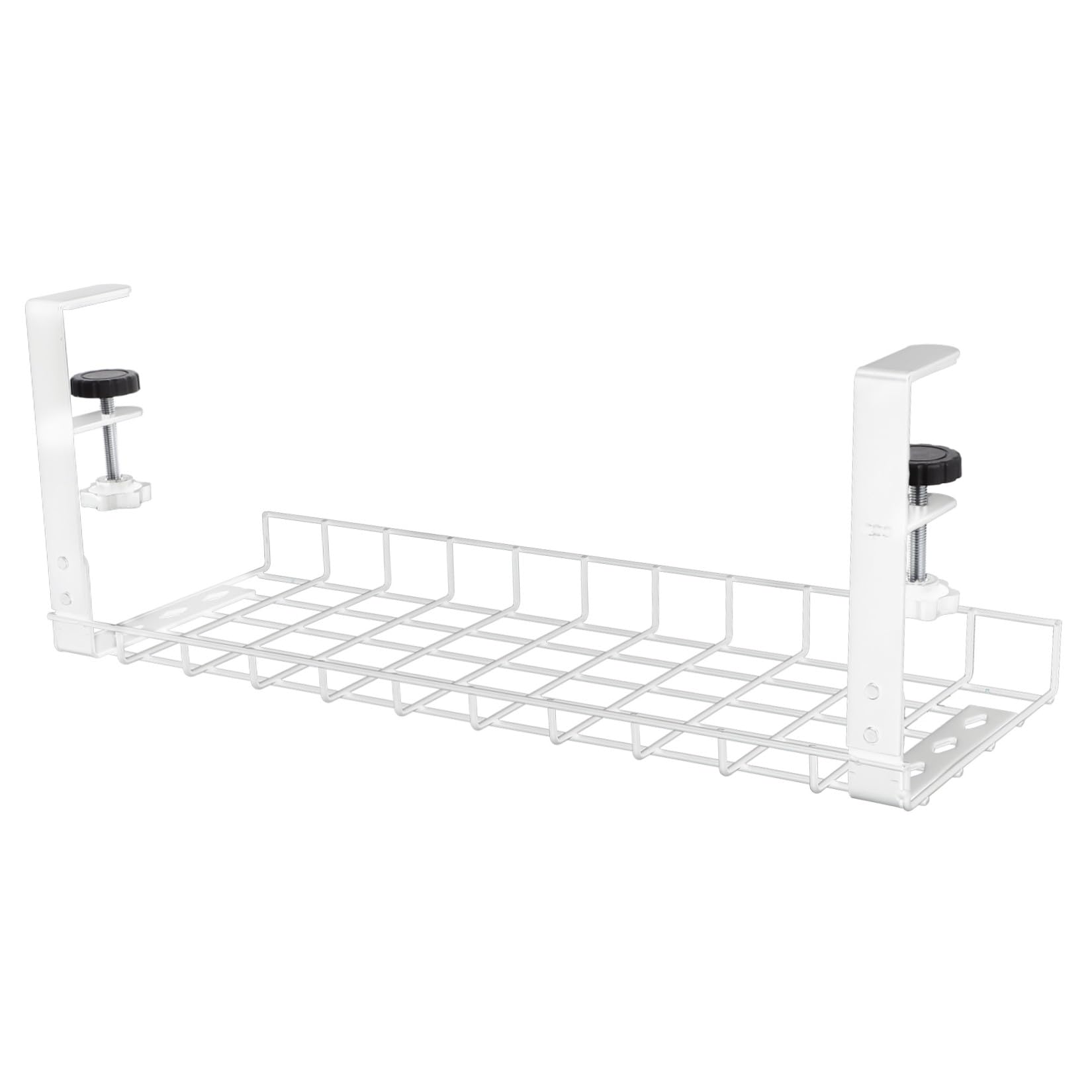 Range-câbles sous Bureau en Acier Blanc, Ajustable, Compact