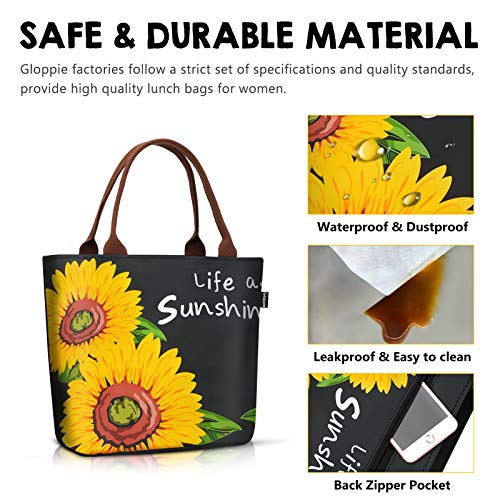 Image of Gloppie Insulated Lunch Bag Women Leakproof Lunch Tote Cooler for Work | 3-Layer Thermal Liner,Keeps Meals Cool Fresh In Summer, Reusable Food-Grade Leakproof Liner, Fits 10 Cans, Easy to Clean
