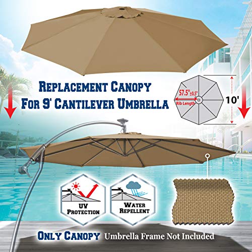 Benefitusa Umbrella Cover Canopy 9Ft 8 Rib Patio Replacement Top Outdoor-Tan #TOP2