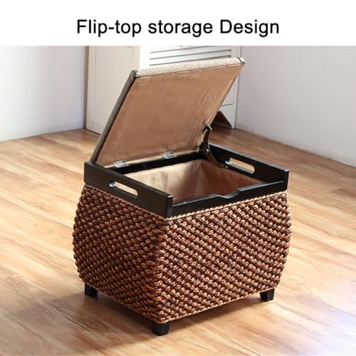 Taburete de almacenamiento de mimbre en cubo para hogar 4