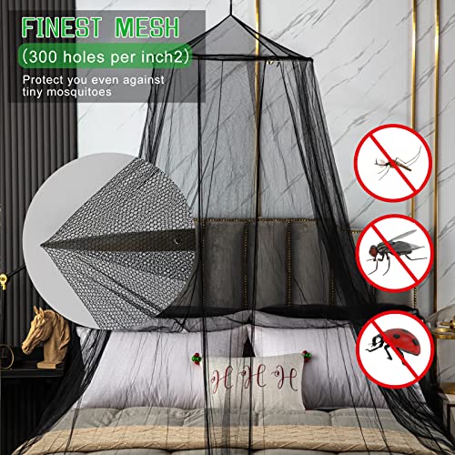 VISATOR Mosquito Net Bed Canopy for Girls,King Canopy Bed Curtains Queen Size from Ceiling,Dome Mosquito Netting Bed Tent Twin Girls Canopy Bed Decor for Baby Crib,Kid Bed and Adult Beds (Black)
