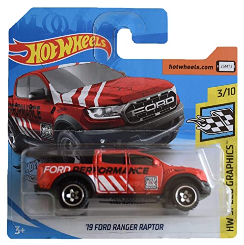 Hot Wheels 19 Ford Ranger Raptor rouge miniature 1:64 en carte courte pour collectionneur