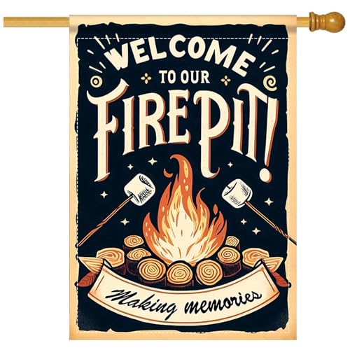 Image of Nuxovilar Camping Flag Fire Pit Garden Flag 28x40 Inches Polyester