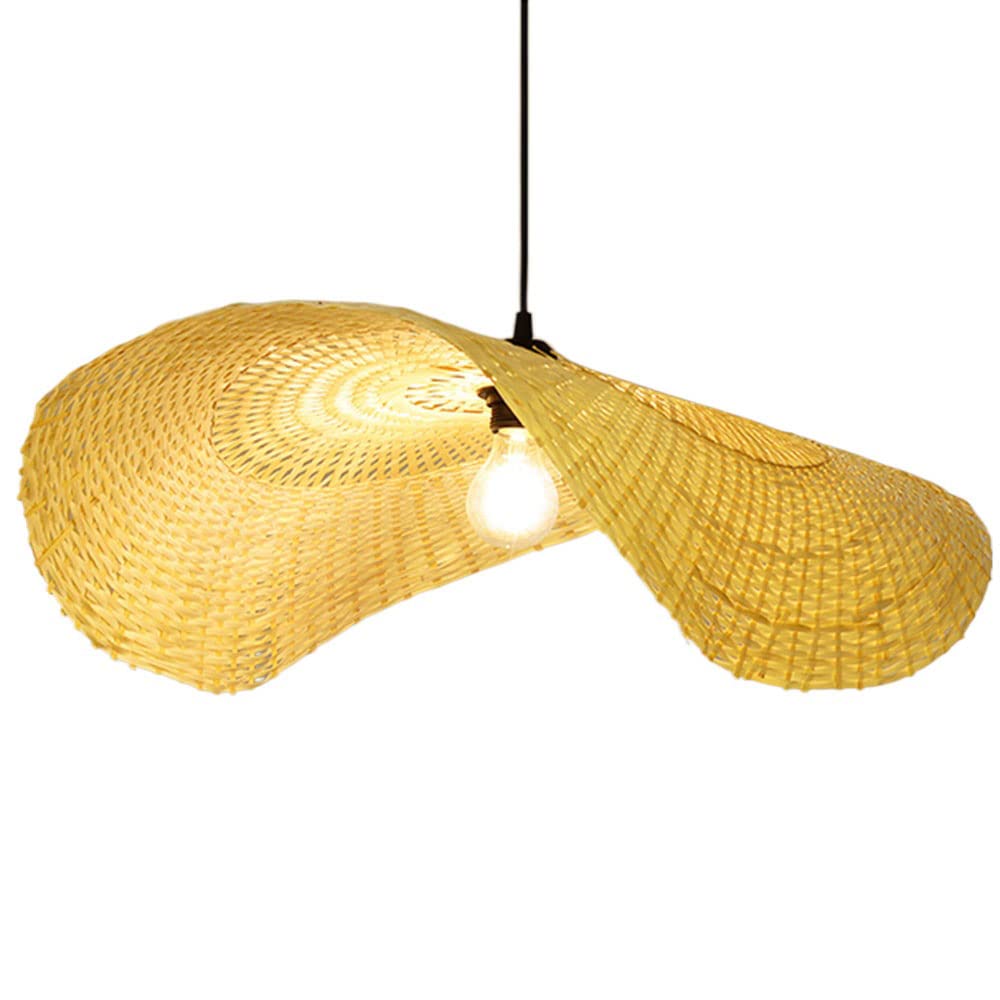 LYMSXAZOU Southeast Asia Hanging Rattan Chandelier Bamboo Woven Vintage Pendant Lighting Fixture Retro Japanese Style E27 Boho Creative Stair Art Lamp