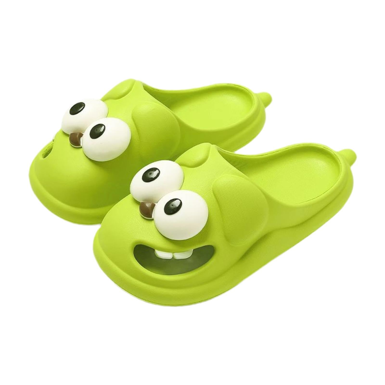 ™ Big Eyed Dog Shaped Slippers Summer for Public Shower Outdoor Beach Bathroom Green 38 to 39 | Slippers | Womens Shoes-image-17