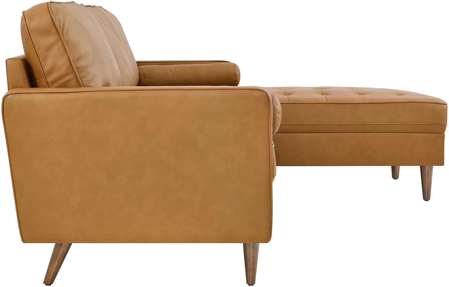 Modway EEI-5873-TAN Valour 98" Leather Sectional Sofa, Tan