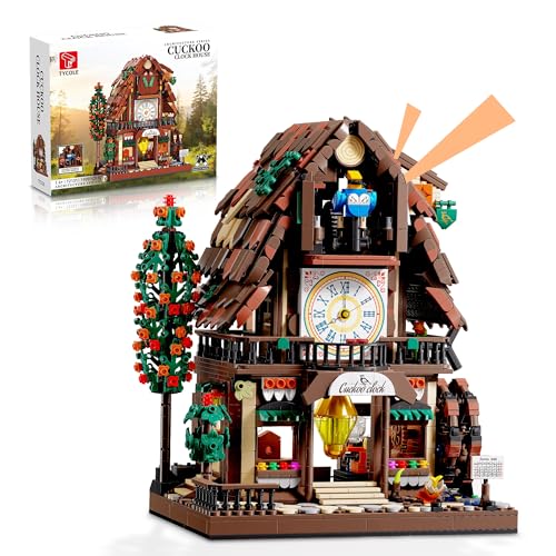 TYCOLE Set di Costruzione Casa con Orologio a Cucù 1909 Pezzi con Orologio Funzionante, Uccello Meccanico Pop-up e Ruota ad Acqua, Decorazioni, Costruzioni per Bambini, Regalo Bambino Bambina 8 Anni