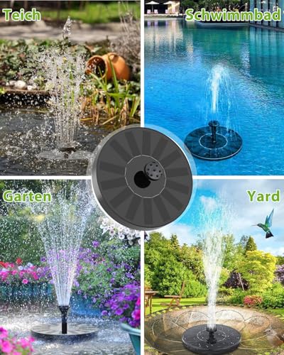 Solar Springbrunnen für Außen, Solar Teichpumpe mit 6 Effekte Solar Wasserpumpe Solar schwimmender Fontäne Pumpe für Gartenteich Oder Springbrunnen Vogel-Bad Fisch Behälter