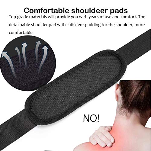 Universal Shoulder Strap Replacement Luggage Duffle Bag Strap Detachable Soft Padded Adjustable Belt with Metal Swivel Hooks for Duffel Briefcase Computer Bags Laptop Case Messenger Bag, Black