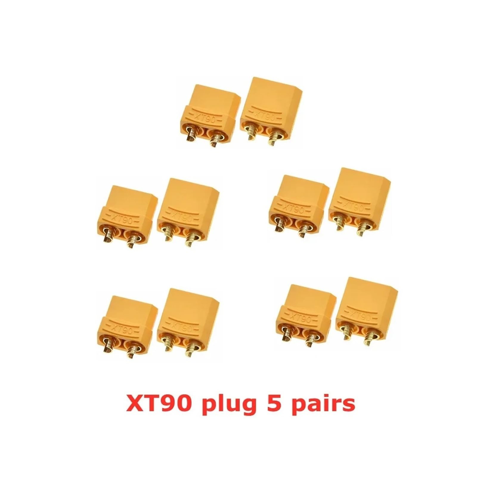 10/20Pcs XT30/XT60/XT90/T-Plug Male Female Connector Kit, Gold Plated High Current Bullet Plugs for RC LiPo Battery Drone Car(XT90 5 Pairs)