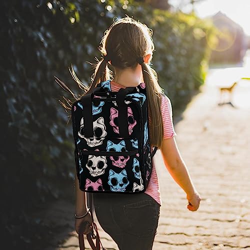 Sac à dos tête de mort ajustable et cartable multicolore 35cm