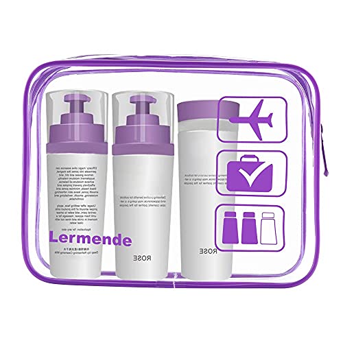 Image of 2pcs /pack Lermende Clear Toiletry Bag TSA Approved Travel Carry On Airport Airline Compliant Bag Quart Sized 3-1-1 Kit Luggage Pouch (Purple)