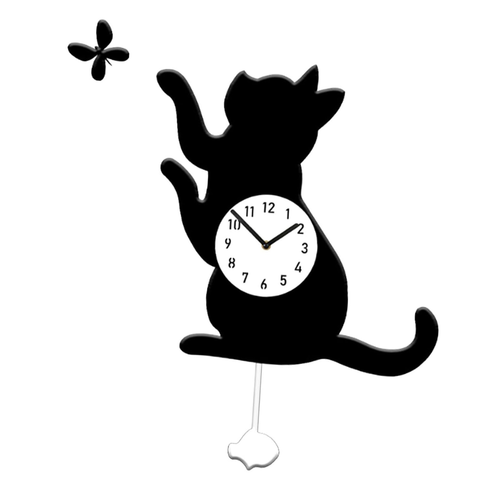 ordinarYone Cats Clock for Kitchen Bedroom Decorative Clock Acrylic Wall Clocks Battery Operated Pendulums Wall Clocks None Ticking