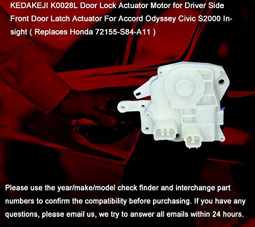 KEDAKEJI Door Lock Actuator Motor Compatible with Honda Accord Odyssey Civic S2000 Insight Acura MDX CL TL Driver Side Front Left Door Latch Actuator 72155-S84-A11