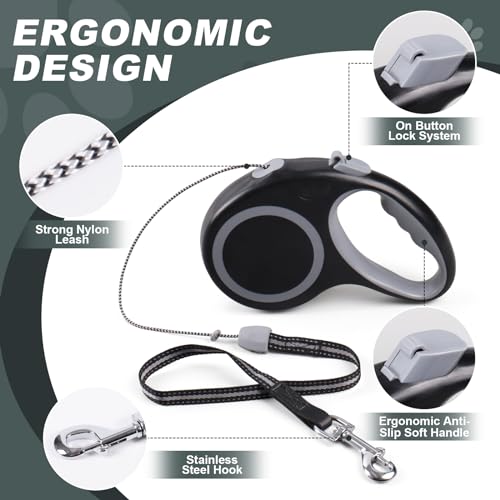 Ec.Teak BCM6 Retractable Dog Leash, 20 Ft Dog Walking Leash For Small/Medium Dog Or Cat Up To 44 Lbs, Strong Nylon Cord thumb #2