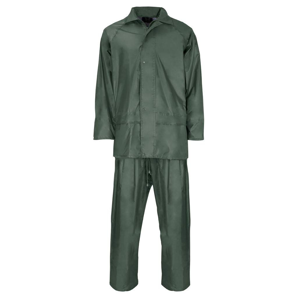 Wetplay Waterproof Motorcycle Motorbike Over Jacket Trousers 2-Piece Suit, Black or Navy Blue Adults Mens Ladies Unisex Womens (XXXL 53" Chest, Green)