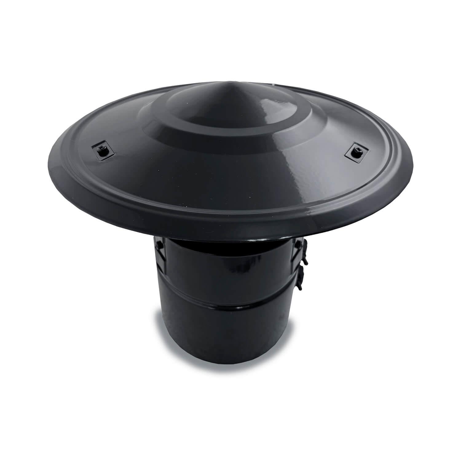 Sombrerete Fijo para chimeneas en Acero pintado en Negro - Serie lisa - 300 mm