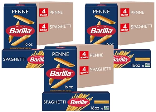Image of Barilla Penne & Spaghetti Pasta Variety Pack, 16 oz. Boxes - Non-GMO, Made with Durum Wheat Semolina - Kosher Certified (Pack of 24)