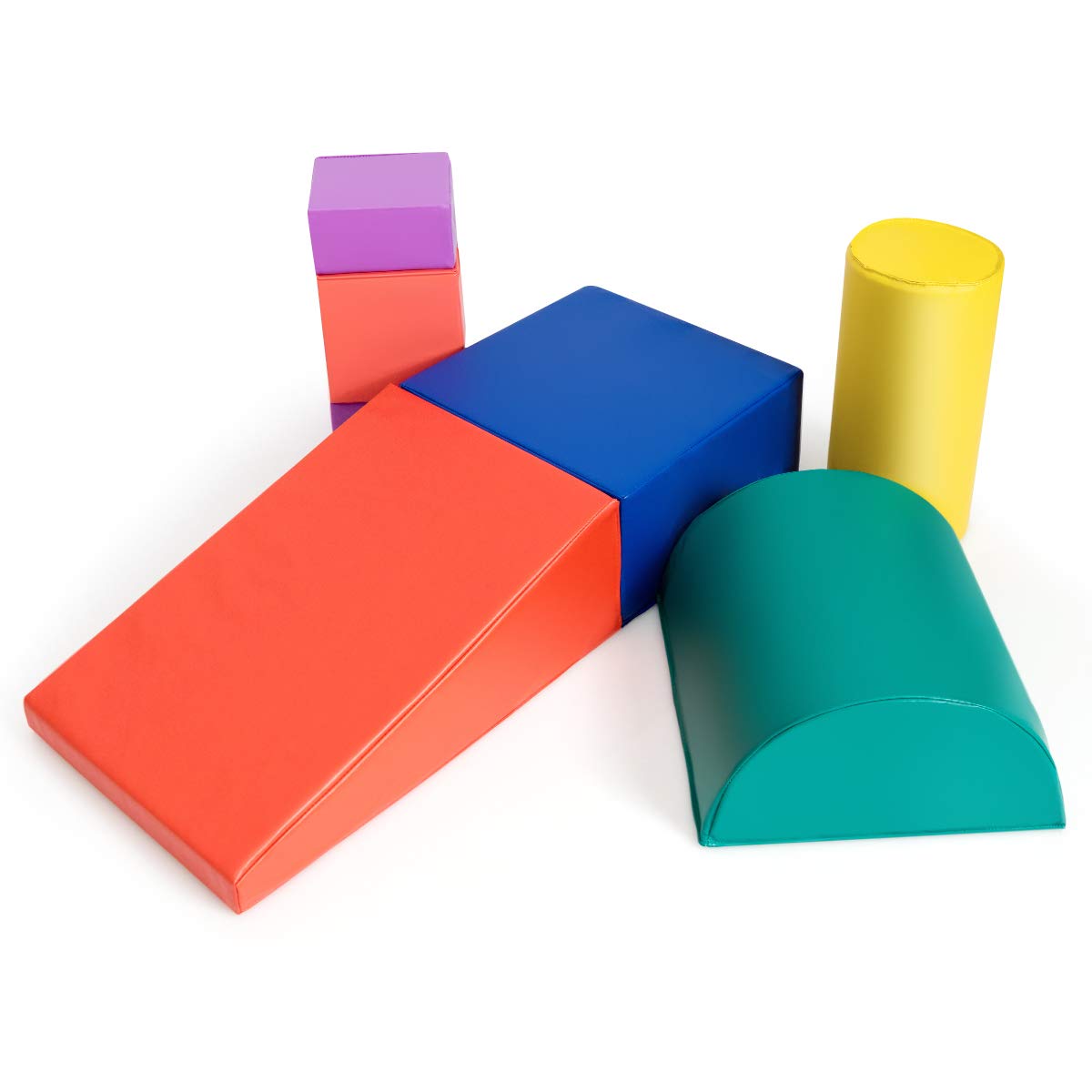 COSTWAY Juego de 6 Piezas, Bloques de Espuma Figuras de Construcción, Juguete Educativo para Niños Escalar y Caminar (Estilo 3)
