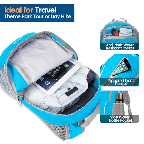 Image of ZOMAKE Ultra Lightweight Packable Backpack 25L, Foldable Hiking Backpacks Water Resistant Small Folding Daypack for Travel(Light Blue)