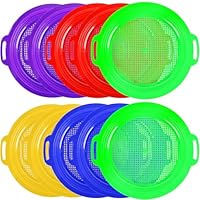 Feradny 10 Pack Kids Sand Sifter Sieves Beach Sand Toys 9.75 x 8.75 Inch Plastic Sand Pan Strainer for Boys Girls Summer Gardening Beach Digging Finding Treasure, 5 Colors
