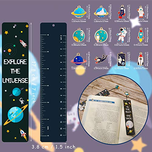 Space Theme Bookmarks With Metal Charms Planet Rocket Space Ship Theme Colorful Bookmarks Inspirational Quotes Bookmarks Cards For Space Party Favors Kids Boys Girls Adults Encouragement(24 Pieces) #TOP1
