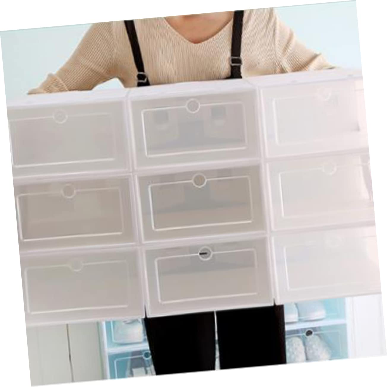 Alipis Caja de Zapatos Apilable Transparente Gruesa 30 Piezas PP L