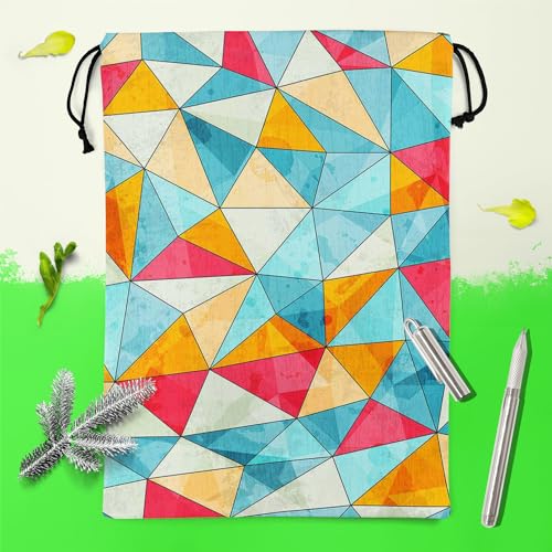 Image of ArtzFolio Vintage Triangles | Reusable Sack Bag | Bag for Gym, Storage, Vegetable & Travel