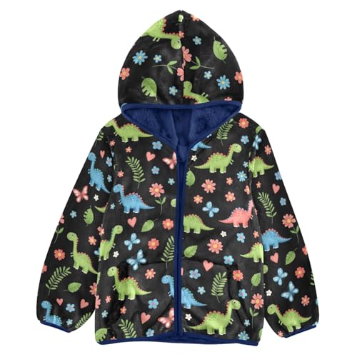 CHIFIGNO Colorful Cartoon Dinosaurs Toddler Thick Soft Sweatshirt Jacket with Polar Fleece Lining 3T