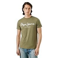 Pepe Jeans T-Shirt da Uomo Elasticizzata Originale, Verde (Verde Militare)