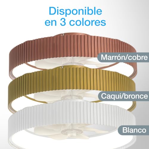 BRISANOVA ARMOR Ventilador de Techo con Luz LED, 7 Aspas, Silencioso, Mando a Distancia, 6 Velocidades y 3 Modos de Luz, Bajo Consumo, Modo Verano/Invierno, Instalación sencilla, Dormitorio/Salón