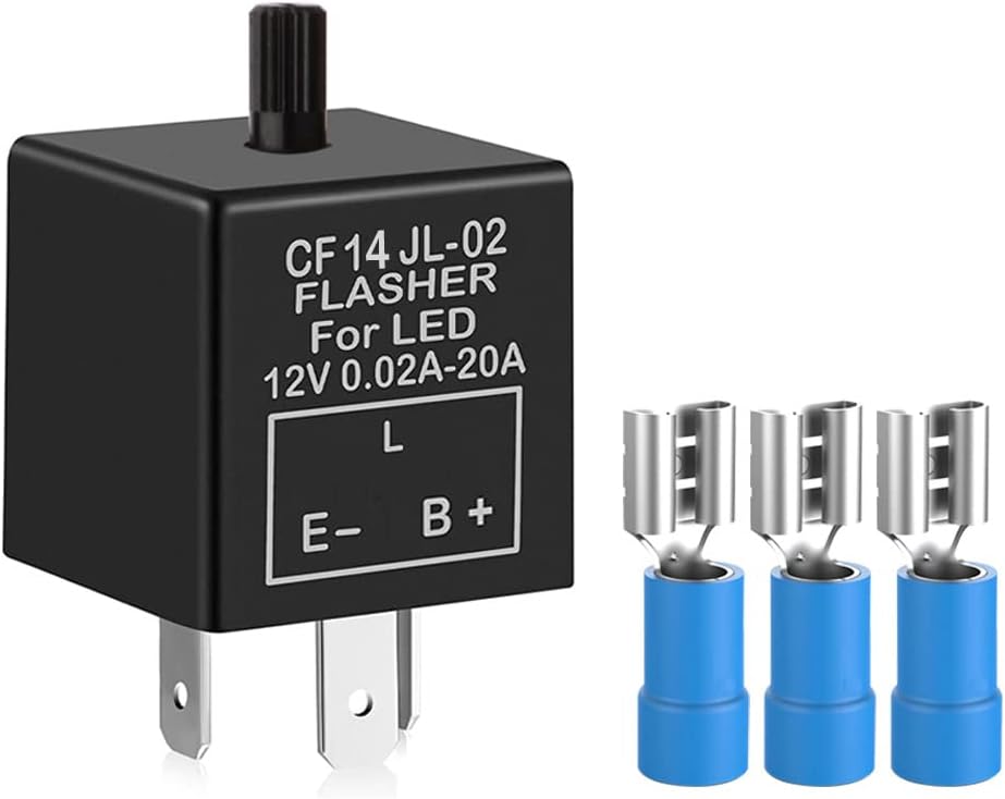 Gebildet 1 piece 12V 3 Pin Electronic LED Flasher Relay 0.1W-150W c/m Motorcycle Turn Signal Adjustable Flasher CF-14KT, comes with 3pcs Terminals
