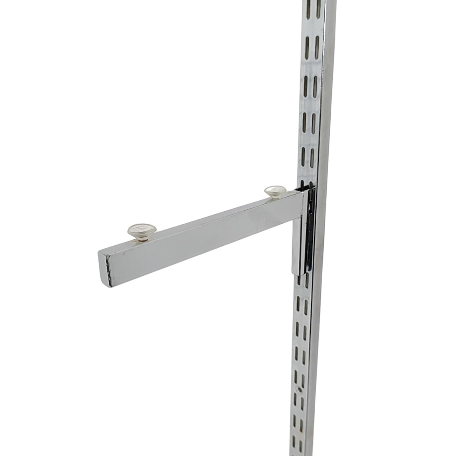 1x Chrome Glass Shelf Bracket for Twin Slot Systems - 200mm, Strong Support with Suction Pads for Glass - Single Bracket (Upright Not Included)