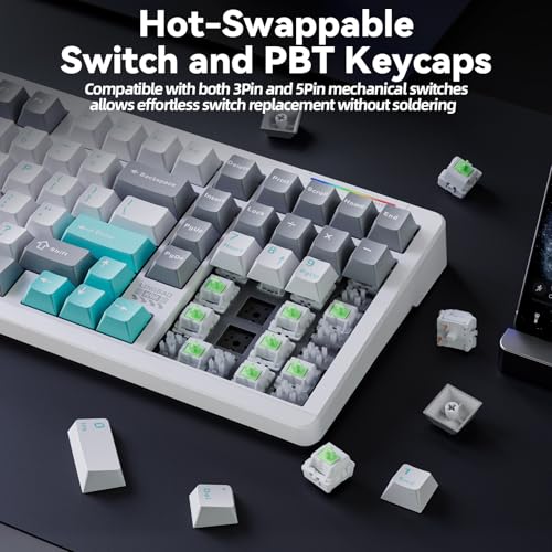 Image of LINGBAO K98 - 96% Mechanical Keyboard Wireless,10000mAh Battery,Wireless Gaming Keyboard BT5.0 /2.4G /USB-C, Gasket Hot Swappable,RGB Backlit, Creamy Sounding Keyboards with Number Pad for Win /Mac /PC