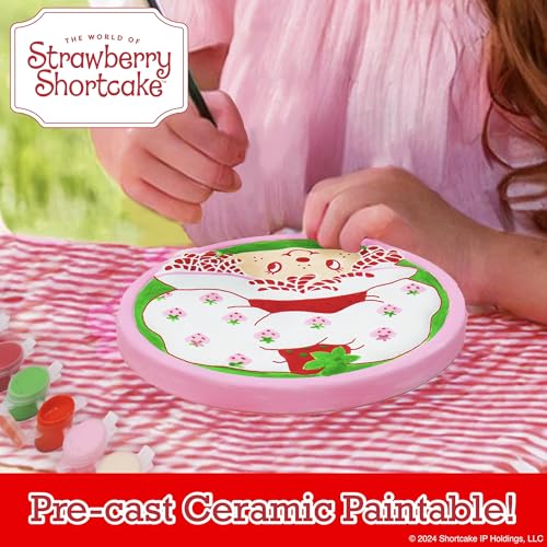 Image of Horizon Group USA Paint Your Own Ceramic Stepping Stone Kit, Arts and Crafts for Kids, Toddlers, and Adults, Strawberry Shortcake