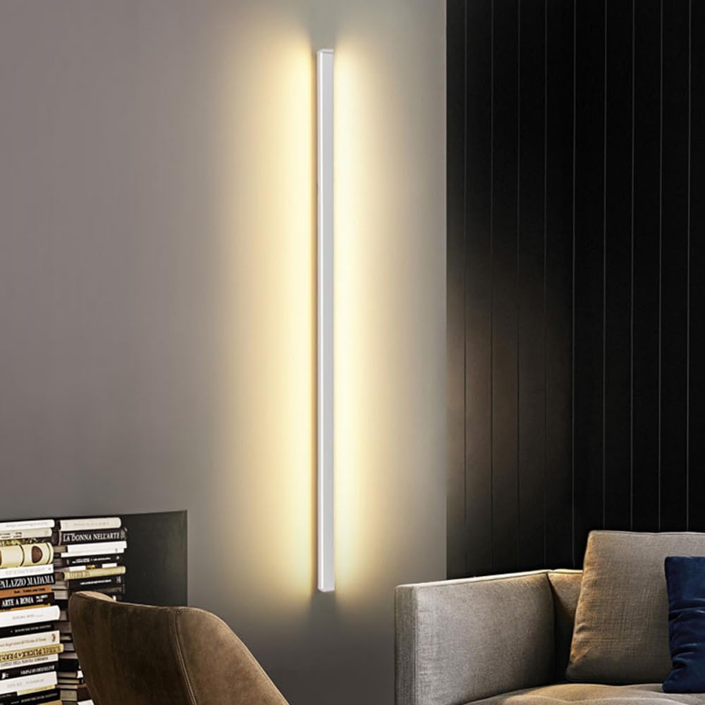 KXEcoLife Modern White up and Down Wall Sconce, Long Linear Strip Indoor Light, Minimalist Lighting Fixture for Bathroom, Vanity, Hallway, Lamp Bedroom/4000K/Length 100Cm