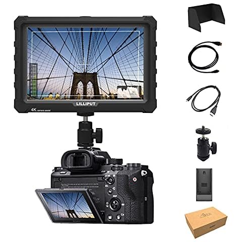 LILLIPUT A7S 7" 1920x1200 IPS Screen Camera Field Monitor 4K HDMI Input Output Video for DSLR Mirrorless Camera Sony A7S II A6500 Panasonic GH5 Canon 5D Mark IV DJI Ronin M Black VIVITEQ Exclusively Cover