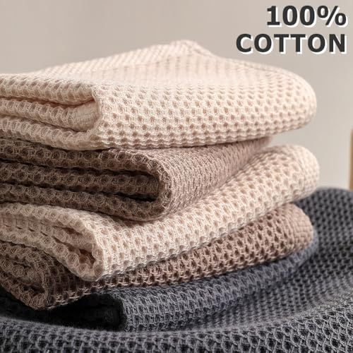 4 PCS Cotton Kitchen Towels,65 * 45cm Soft Absorbent & Quick Drying Quality Tea Towels,Waffle Weave Dish Towels,Machine Washable for Kitchen Cleaning,Tea & Bar Towels (Hybrid) - Image 6