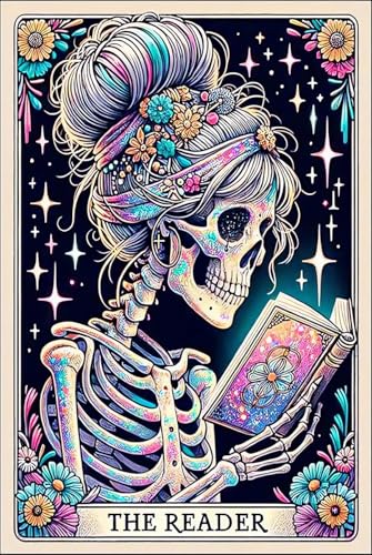 DAZZLEDOTS Diamond Art Kits for Adults Skull Diamond Painting Kits for Beginner Book DIY 5D Full Drill Diamond Dots Crafts for Home Wall Decor Gifts 12x16 Inch