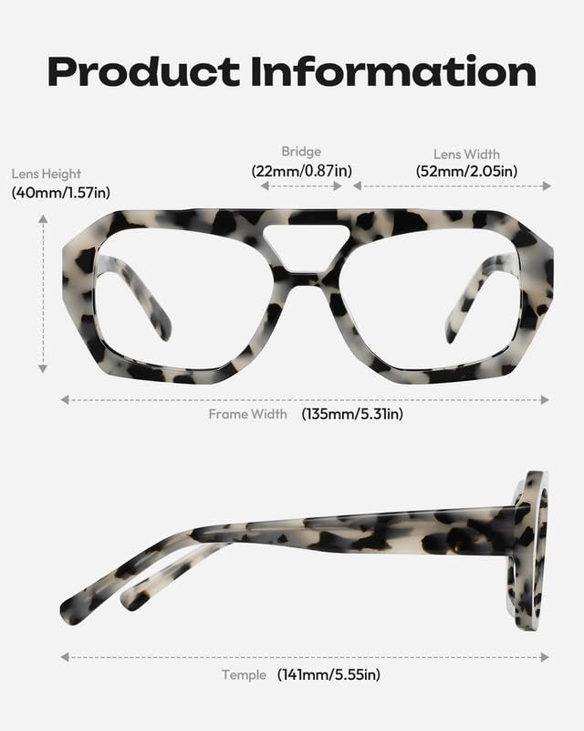 Image of Blue Light Glasses - 98%+UV400 Filter,Acetate Preppy Rectangle Frame for Work /Gaming
